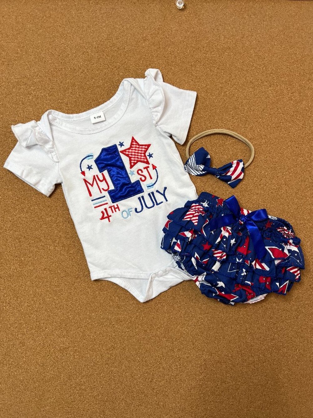 Baby Girl My 1st 4th of July Short Sleeve 6-9 Months 3pc New
